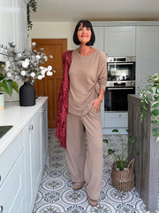 Mocha Long Sleeve Tie Top Corrina