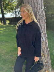 Black Chenille Silver Fleck Hoodie Lisa