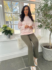 Khaki Kick Flare Gym Leggings