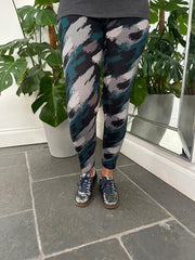 Teal Brushed Pattern Leggings