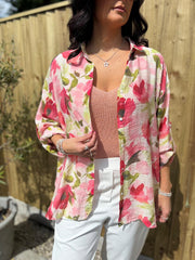 Red Poppy Print Blouse Rachel