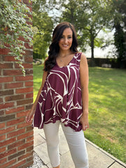 Wine Abstract Swirl Vest Isabella
