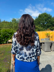 Navy Bold Leopard Knit Top Dawn