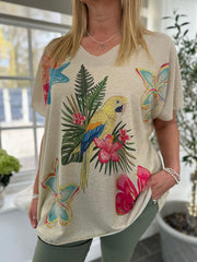 Gold Longline Tropical Shimmer Top Helena