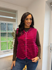 Lipstick & Chocolate Stripe Fleece Gilet
