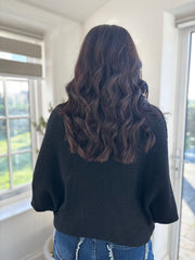 Black Knitted Tie Front Jumper Libby