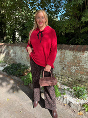 Red Chenille Silver Fleck Hoodie Lisa