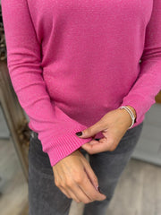 Candy Pink Sparkle Roll Neck Susan