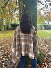 Mocha Check Tie Shawl Roxie