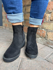 Black Buckle Wedge Boots