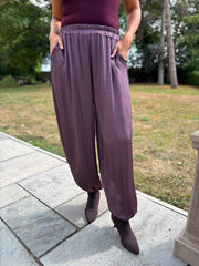 Grape Shimmer Cuffed Trousers Aubrey