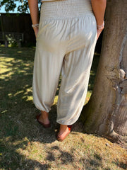 Stone Smocked Waist Hareem Trousers