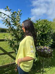 Lemon Applique Floral Crepe Top Astra