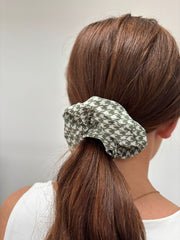 Khaki Dogtooth Pattern Scrunchie