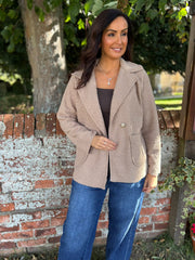 Camel Boucle Buttoned Coat Isla