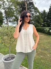 Stone Flower Detail Vest Top Nina
