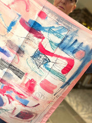 Pink Abstract Sketch Neck Scarf