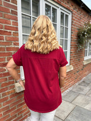 Wine Asymmetric Panel Flower Top Adele