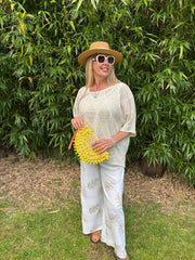 Stone Pointelle Open Knit Kyra