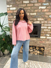 Pink Striped Sweat Top Matilda