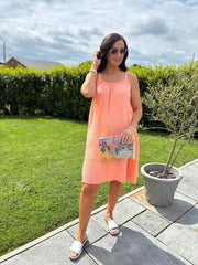 Apricot Bubble Cotton Summer Dress Samantha