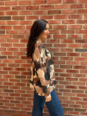 Black Watercolour Shimmer Top Freya