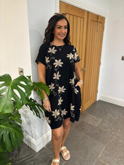Black Golden Floral Dress Amelia
