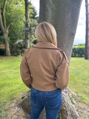 Camel Double-Breasted Short Coat