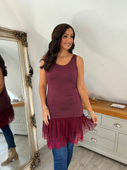 Wine Lace Mesh Hem Slip Rhianna