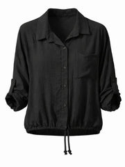 Black Textured Drawstring Jacket Kaylee