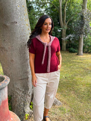 Wine Stripe Tie Knit Jayla