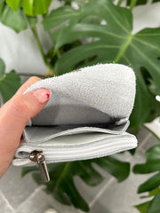 White Leather Button Purse