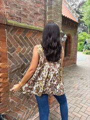 Olive Elegant Floral Vest Isabella