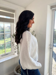Winter White Knitted Tie Front Jumper Libby