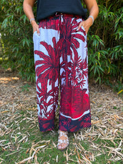 Wine Coastal Palm Trousers Naomi