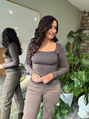 Mocha Square Neck Top Saylor