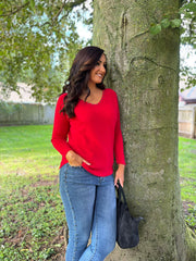 Red Embellished Soft Knit Francine
