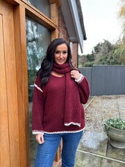 Wine Blanket Stitch Two Piece Knit Leanne