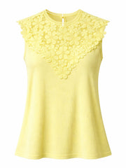 Lemon Crochet Floral Ribbed Vest Olivia