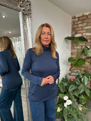 Navy Roll Neck Top Julia