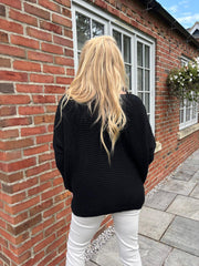 Black Tube Sleeve Knitted Jumper Ellie