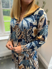 Navy Speckled Floral Tunic Gloria