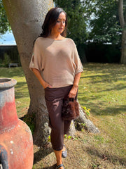Camel Button Sleeve Knit Augustine