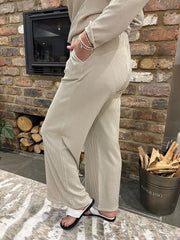Stone Textured Rib Drawstring Trousers Mia
