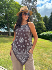 Chocolate Elegant Paisley Print Top Adelaide
