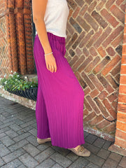 Magenta Pleated Wide Leg Trousers