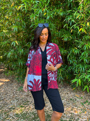 Wine Coastal Palm Blouse Naomi