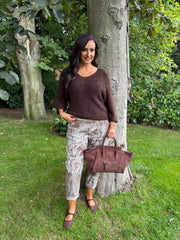 Stone Vintage Paisley Pattern Trousers