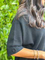 Black Textured Flower Knit Claire