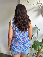 Royal Blue Leopard Print Vest Camila